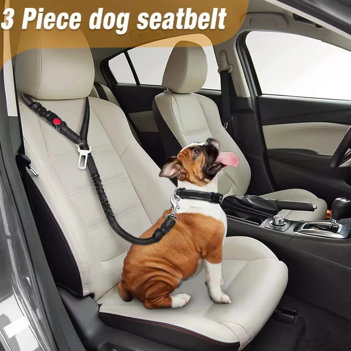 Cintura di Sicurezza 2 in 1 Regolabile per Cani, Clip per Imbracatura, Cintura di Sicurezza per Auto, Accessori per Animali Domestici