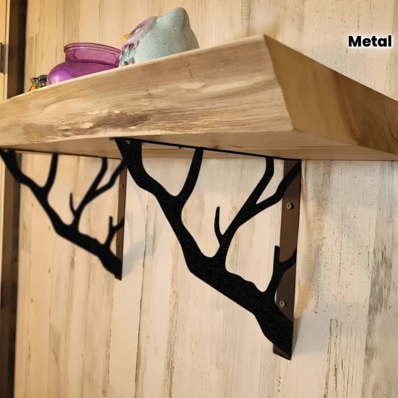 Tree Branch-Shaped Metal Shelf Bracket, L-Shaped Metal Support, Suitable for Decorative And Practical Shelving in Kitchens