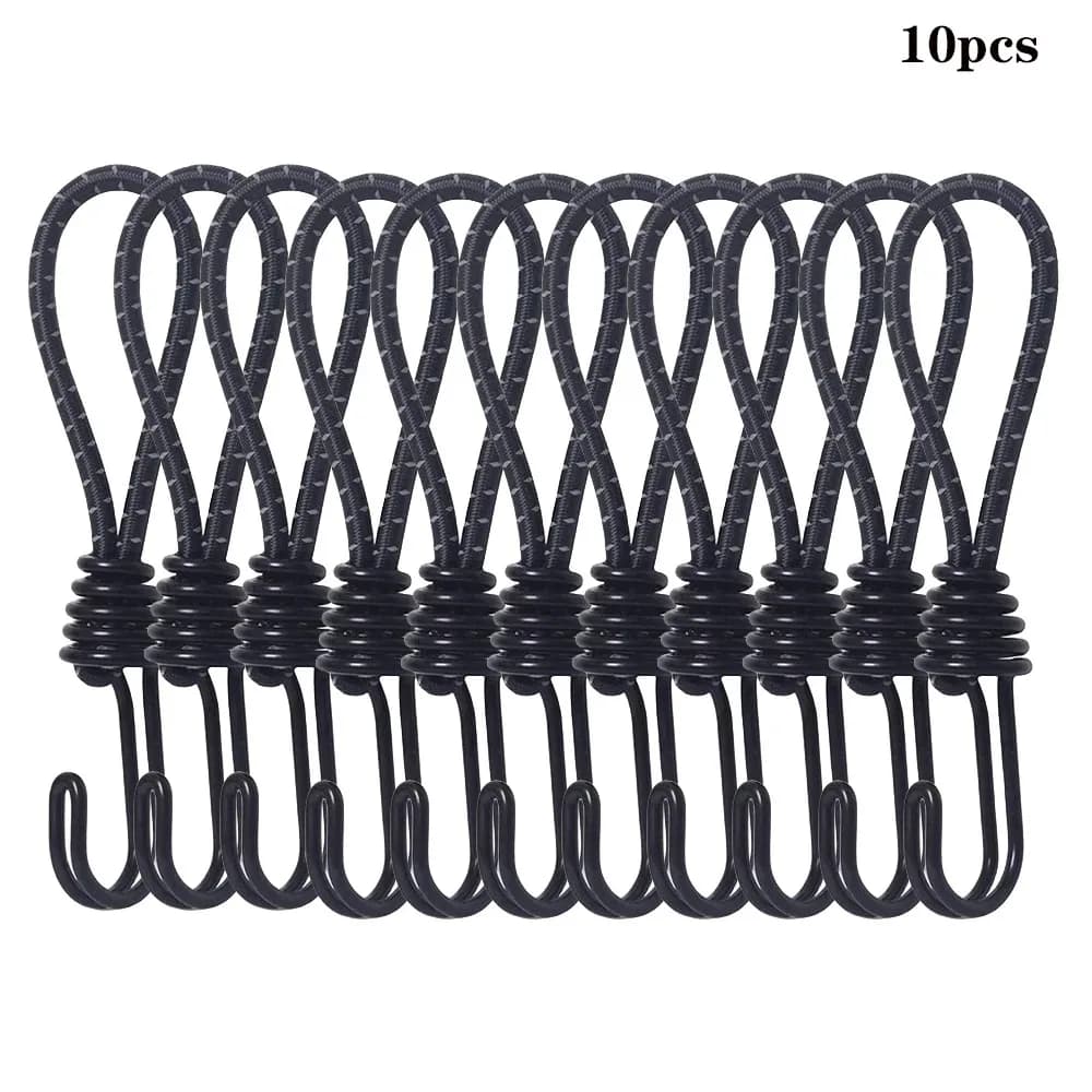 5/10Pcs Tent Elastic Rope Cord Hook Versatile Outdoor Camping Canopy Tarp Tent Fixing Cord String Carabiner Hooks Accessories