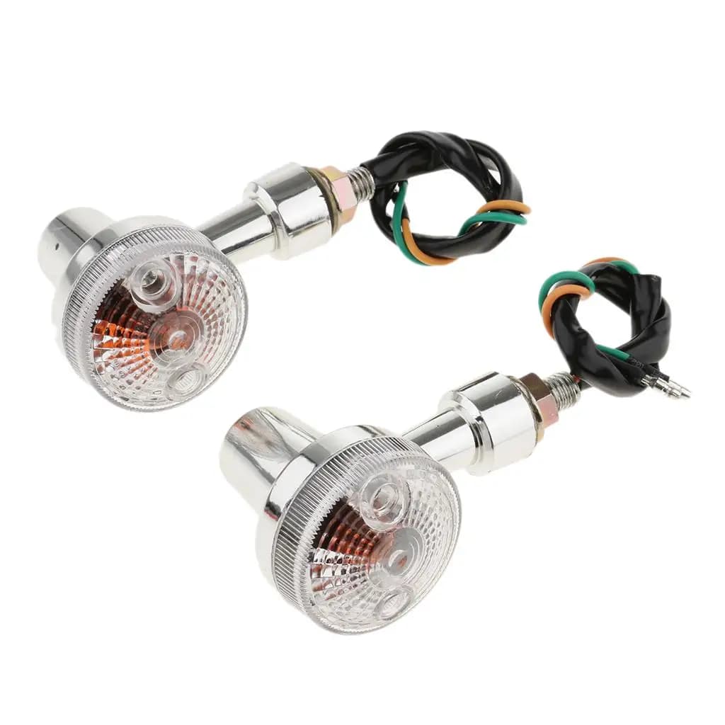 Luce LED Rotonda per Indicatori di Direzione Moto, Anteriore e Posteriore, con Lente Ambra o Trasparente per Moto Personalizzate