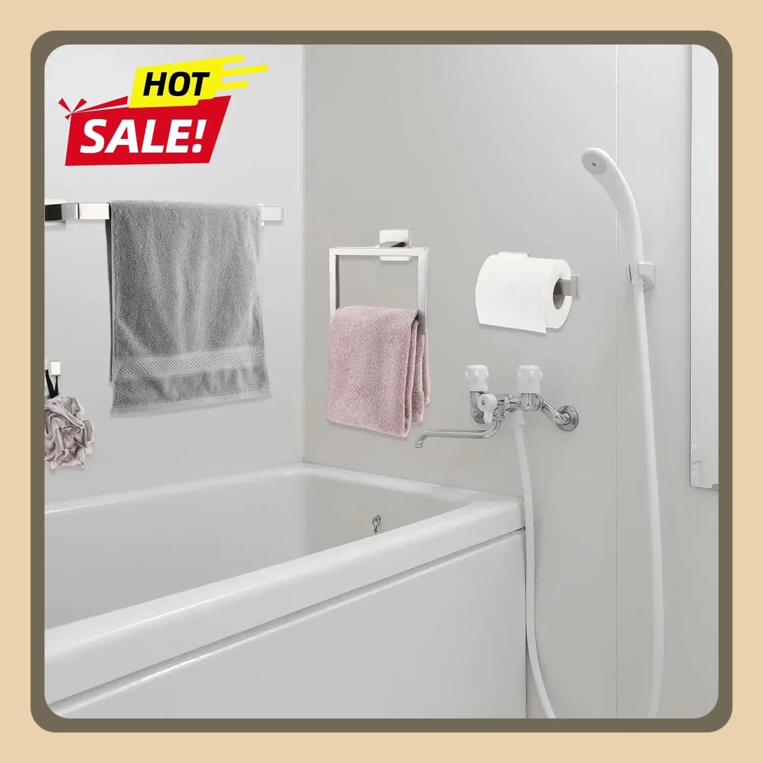 Set di 25 Accessori per Bagno in Acciaio Inox da 23,6 Pollici, Kit con Portasciugamani e Barra Portasciugamani