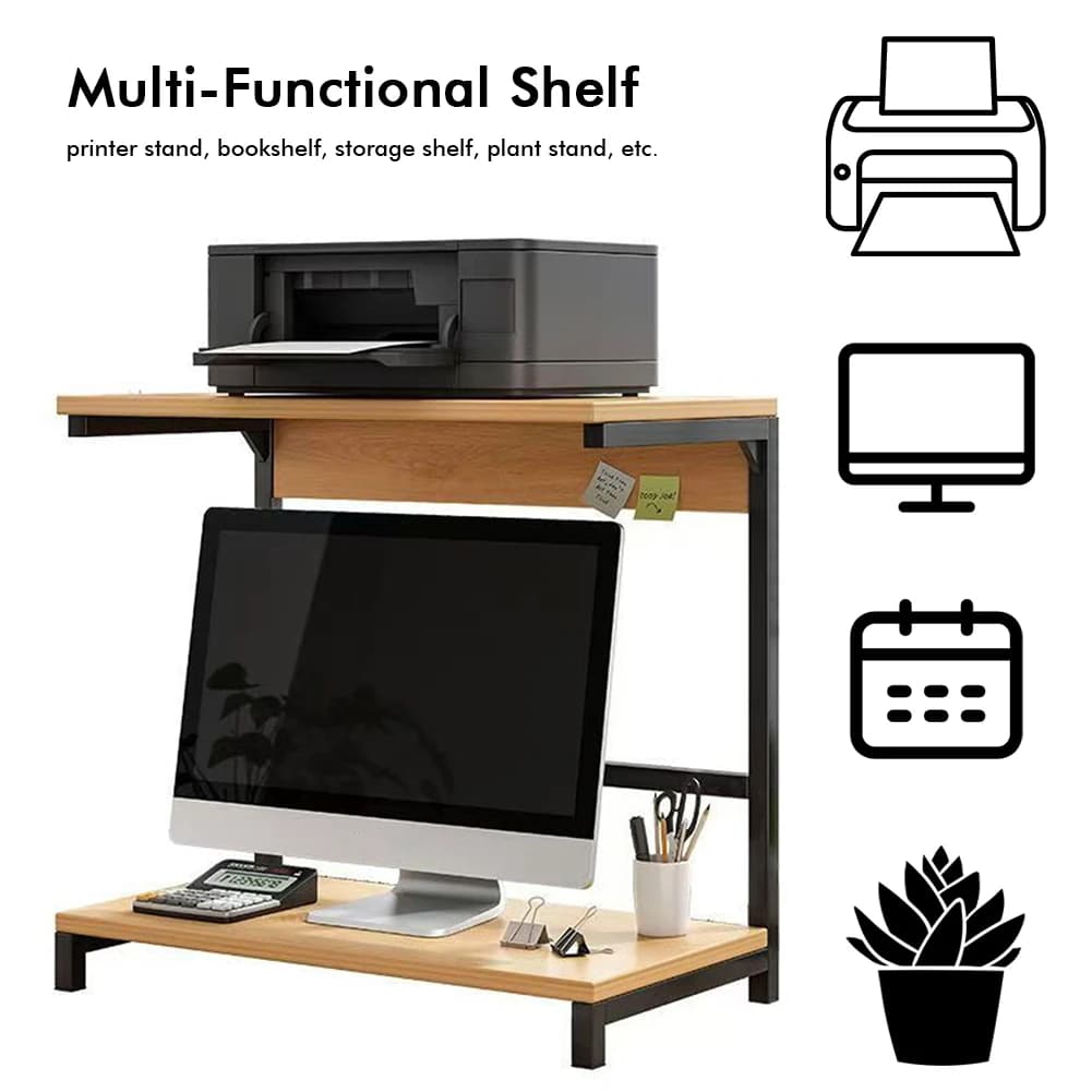 Support for Monitor 2 Levels, Ergonomic Stand for Printer, Desk Organizer, PC Monitor Storage Rack, Laptop, Printer