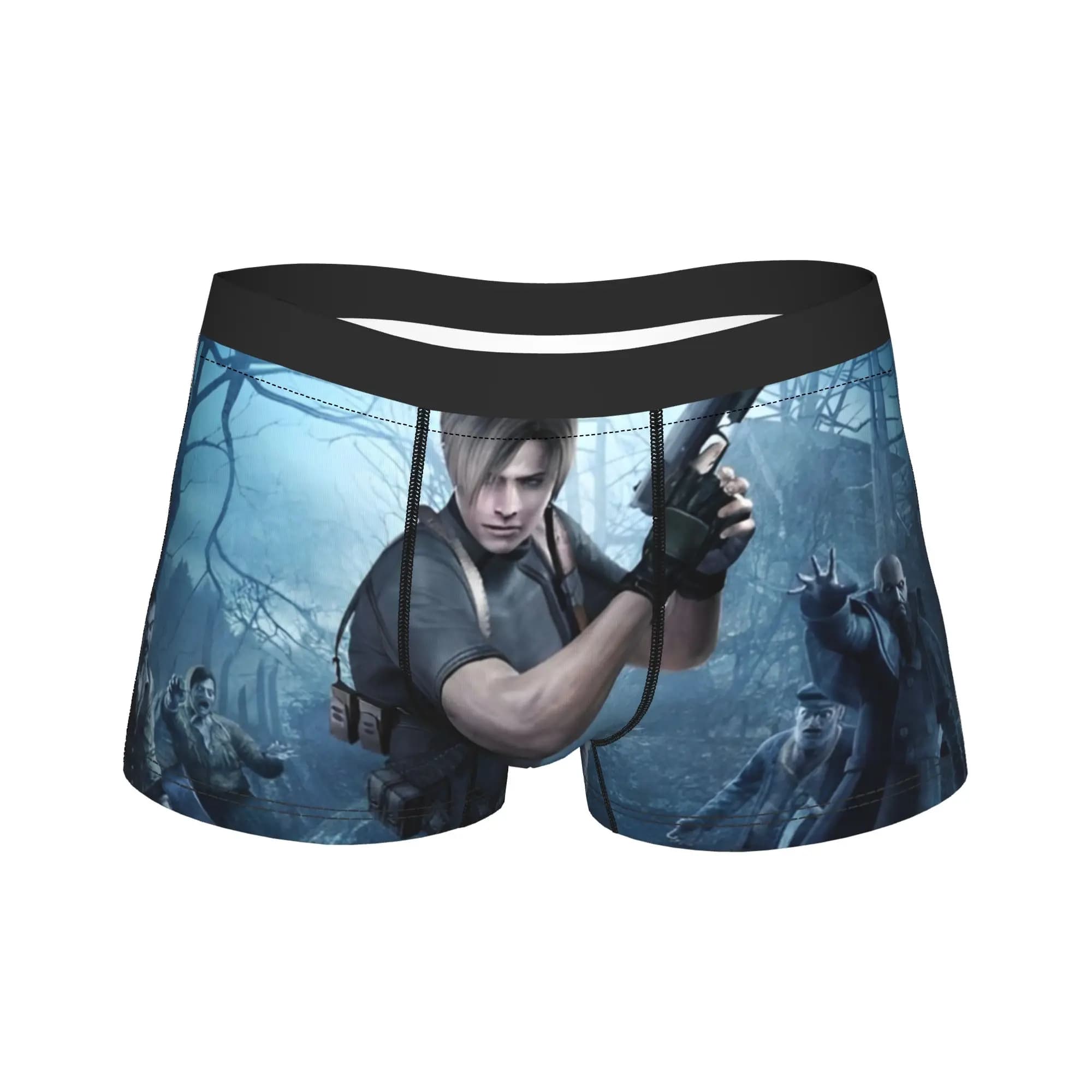 Intimo da uomo Leon Kennedy Resident Eviled 4 Boxer stampati Pantaloncini Mutandine Homme Mutande in poliestere S-XXL