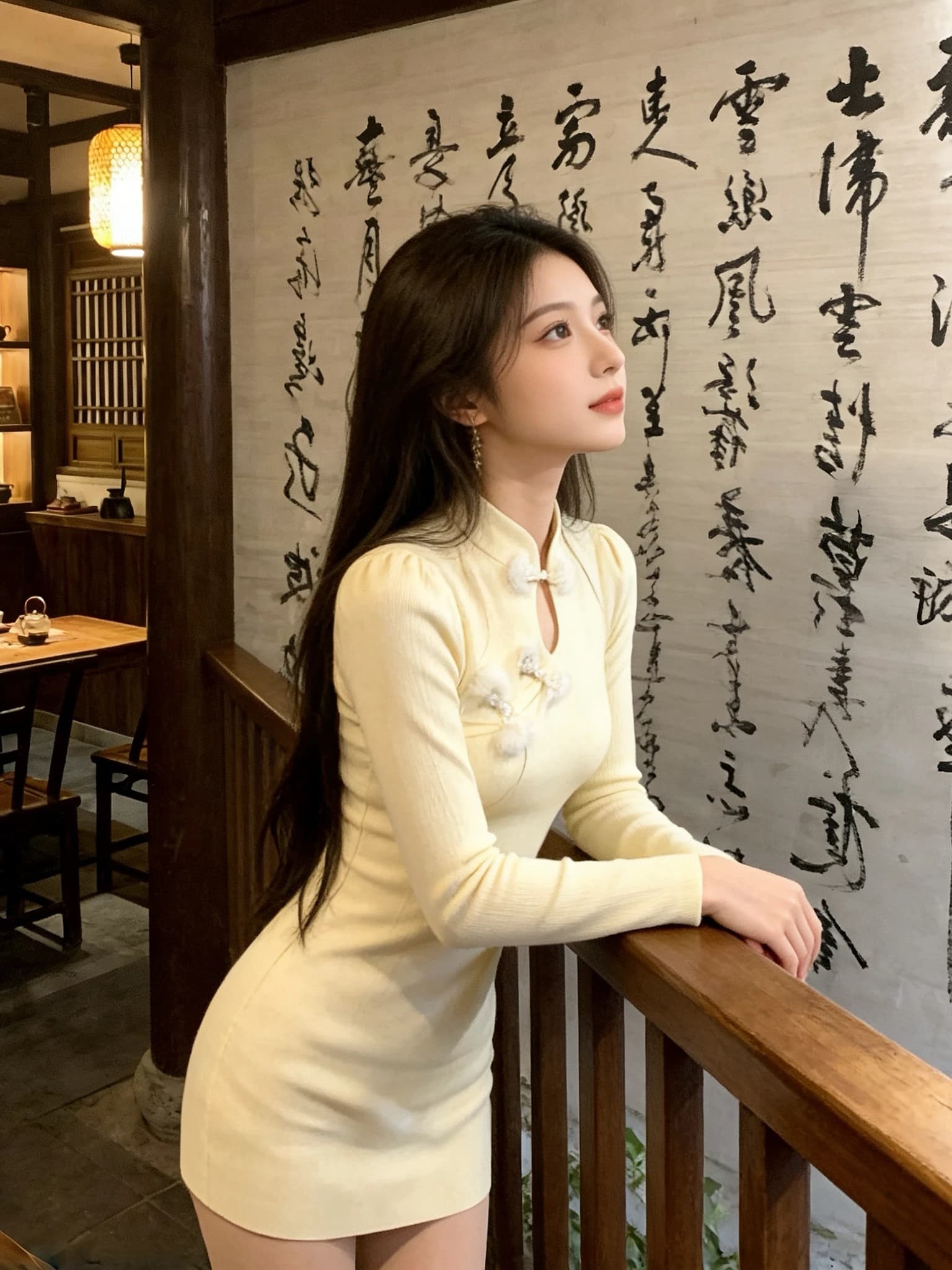 Nuovo Abito Lungo Cinese in Maglia con Cintura in Vita, Vestito Aderente da Donna, Gonna Calda e Comoda per Autunno e Inverno