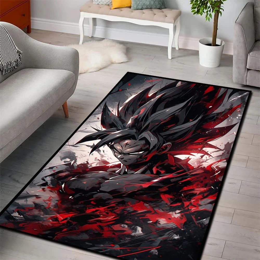 Tappeti per aree Anime Dragon Ball Nero Goku Vegeta Super Cool Super Blue Gogeta Personalizza Tappeto stampato fatto a mano per l'arredamento della camera