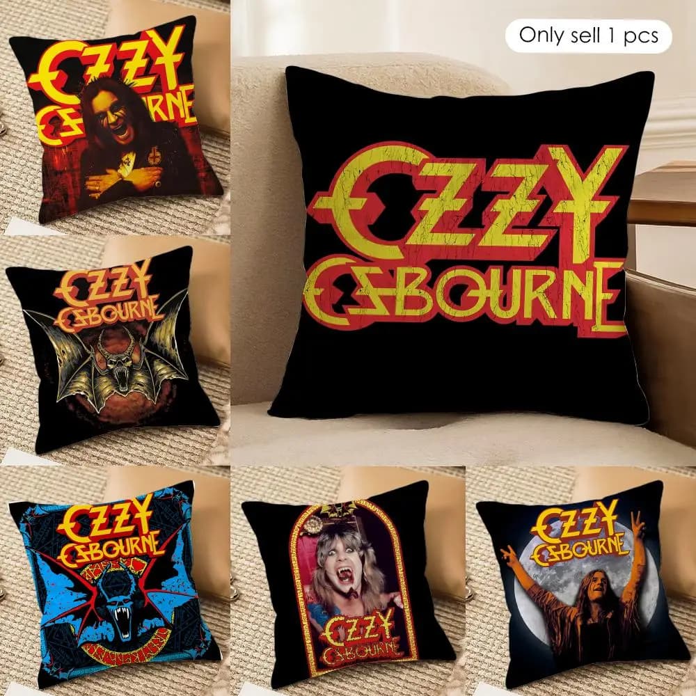 LOGO O-Ozzy Osbourne 9 Cushion Cover Silky Short Plush Invisible Zipper Dustproof Sofa Pillow Case for Home Decor