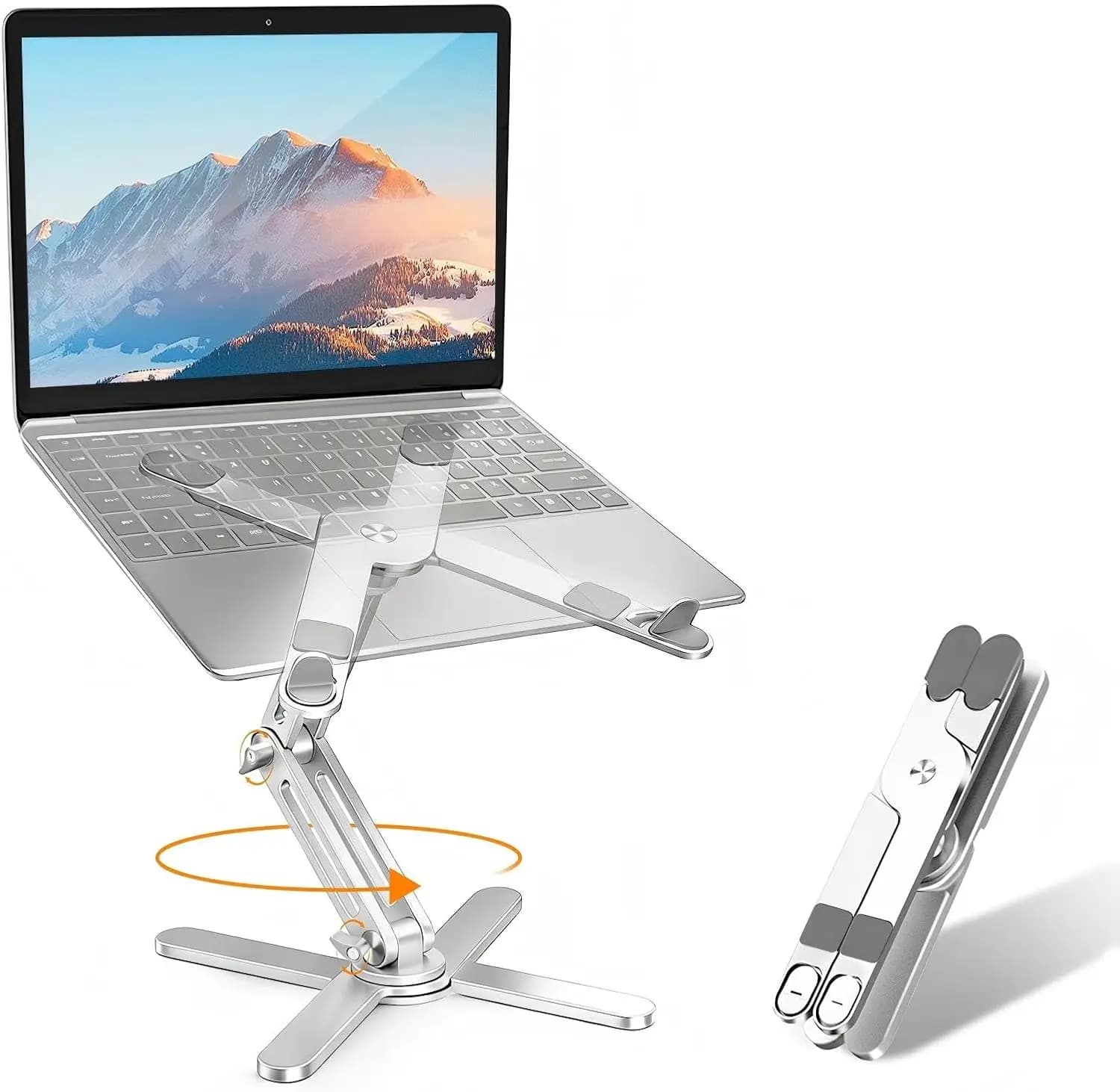 Supporto per Laptop Girevole a 360° e Pieghevole per Scrivania, Supporto Ergonomico in Metallo Adatto a Tutti i MacBook e Laptop fino a 16 Pollici
