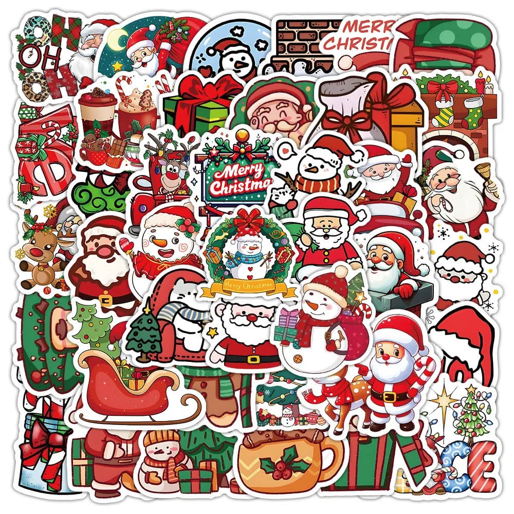 50 pezzi carino Natale Babbo Natale decorazioni Graffiti adesivi per conto a mano astuccio decalcomanie BulingBulingStickers Store