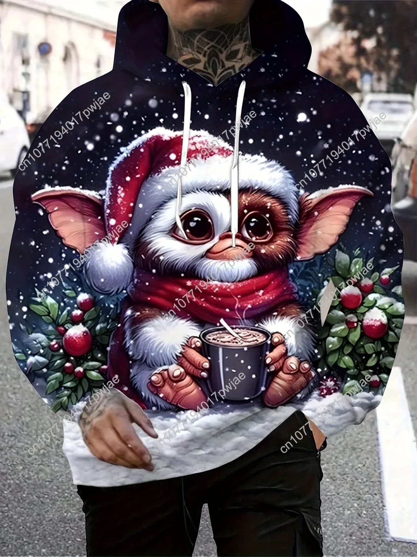 Men's casual hoodie with 3D cartoon print - Soft polyester, washing machine, pullover sweatshirt with pouch pocket