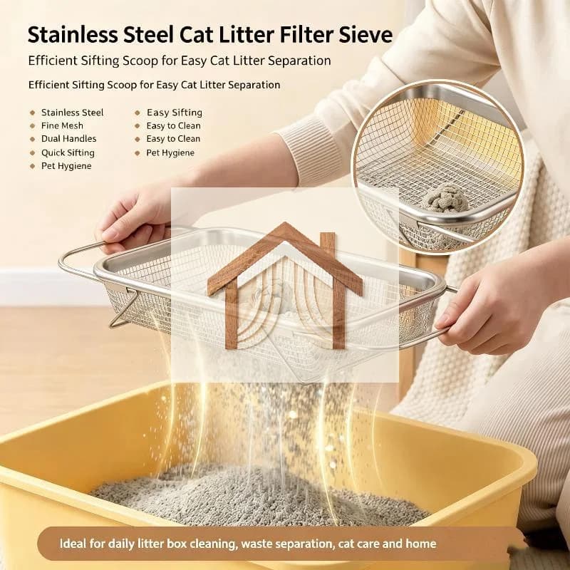 Stainless Steel Cat Litter Scooper High Hardness Smooth Sifting Holes Shovel for Cat Litter Box Pet Care Tools