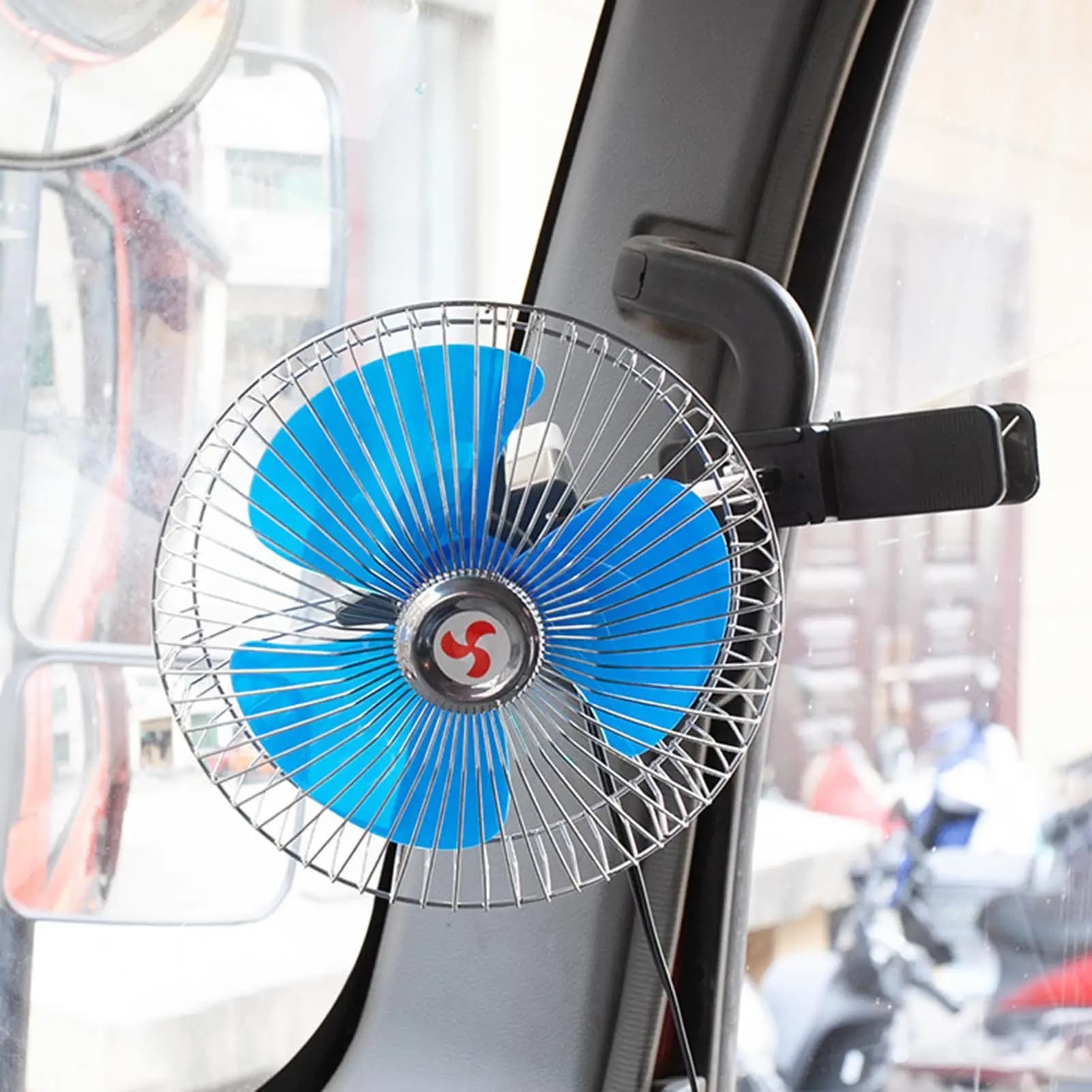 Car Cooling Fan 24V Auto Oscillation Vehicle Clamp Fan Universal Summer Electric Fan For Automotive Truck Sedan SUV RV