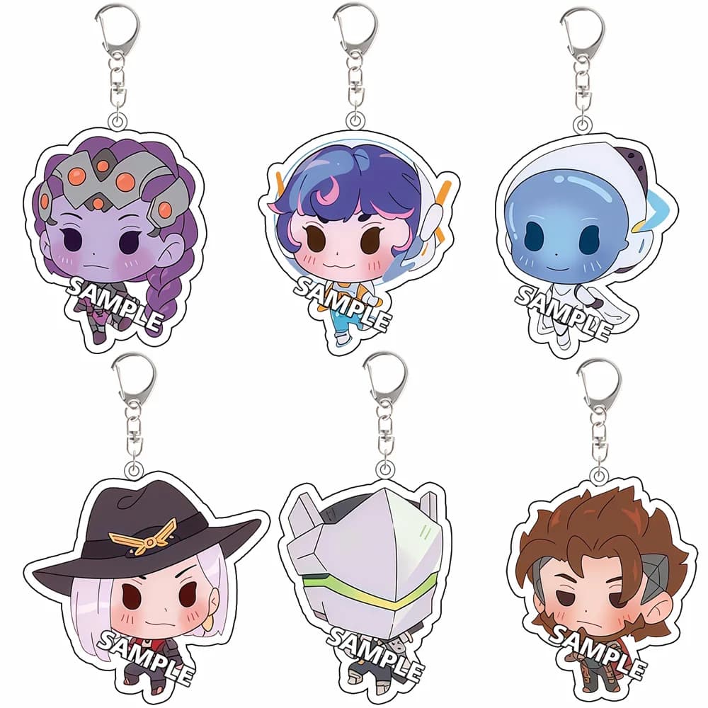 For Game Peripheral Overwatch Sombra Juno Ashe Acrylic KeyChain Q Version Cartoons Backpack Pendant Exquisite Festival Gift