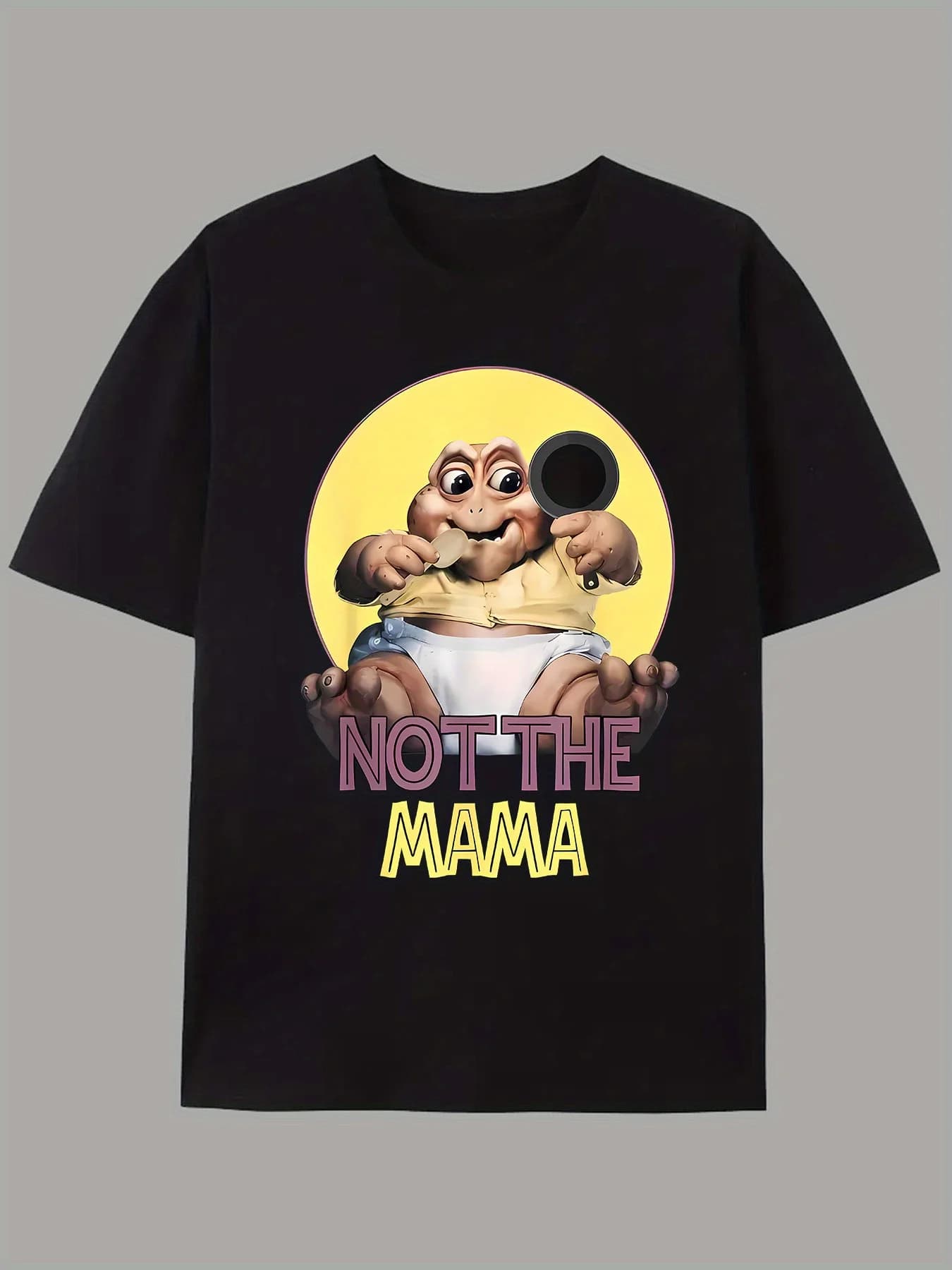 Baby Sinclair Dinosaur TV series Not for moms Funny graphic t-shirt Iconic 90's Pop culture Character of retro cartoons Crewneck T-shirt Cotton blend super soft ~ Suitable ~ for everyday use