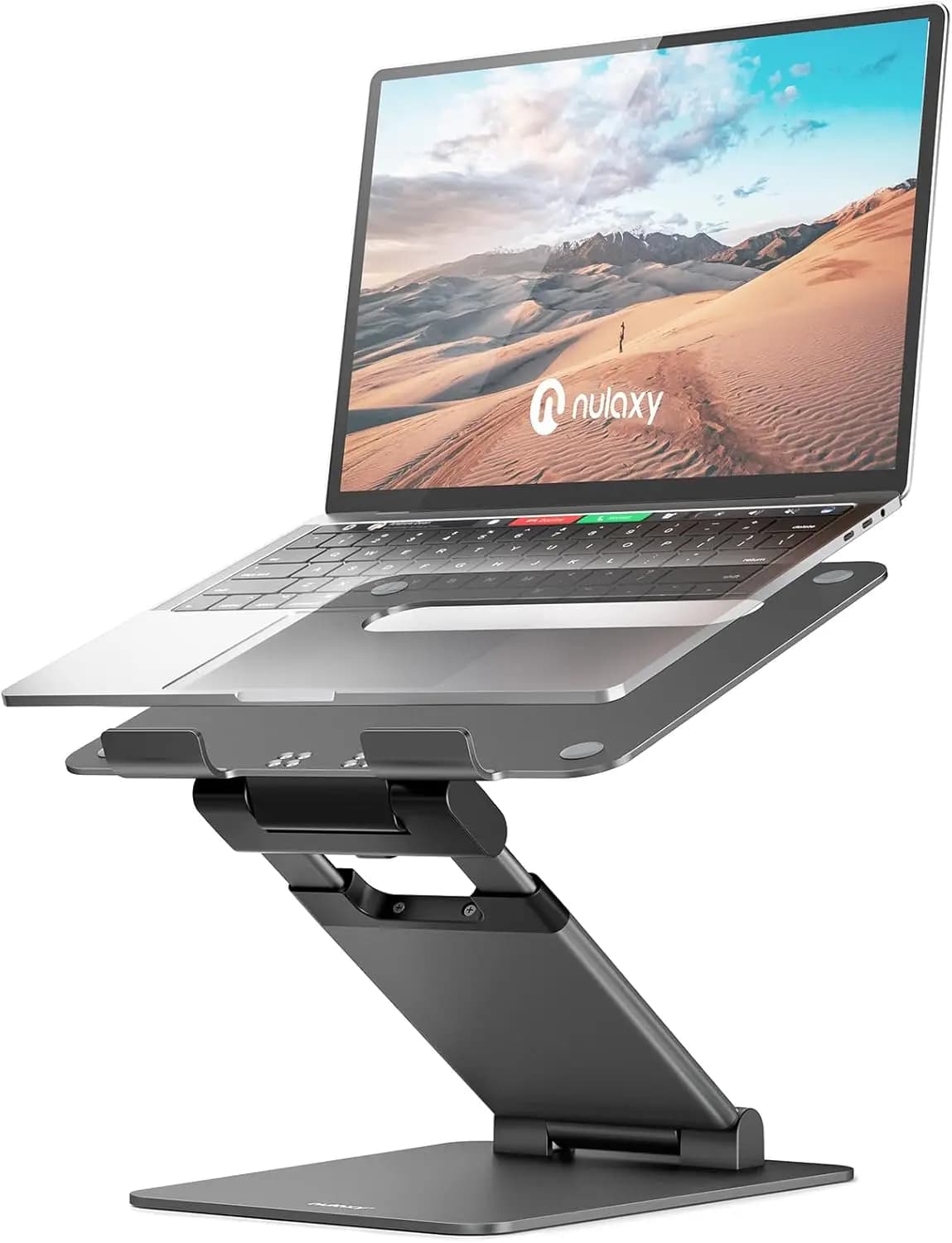 Supporto per Laptop Regolabile e Pieghevole, Doppio Riser in Alluminio con Design Estraibile per Tutti i Dispositivi da 10-17", Grigio