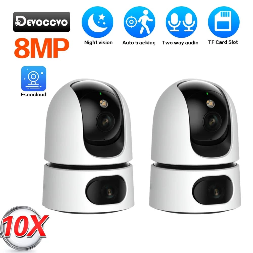 Telecamera IP WiFi 4K con zoom 10X Dual Lens Smart Home Auto Tracking Telecamera CCTV Telecamera di sorveglianza wireless Telecamera di sicurezza Baby Monitor Cam