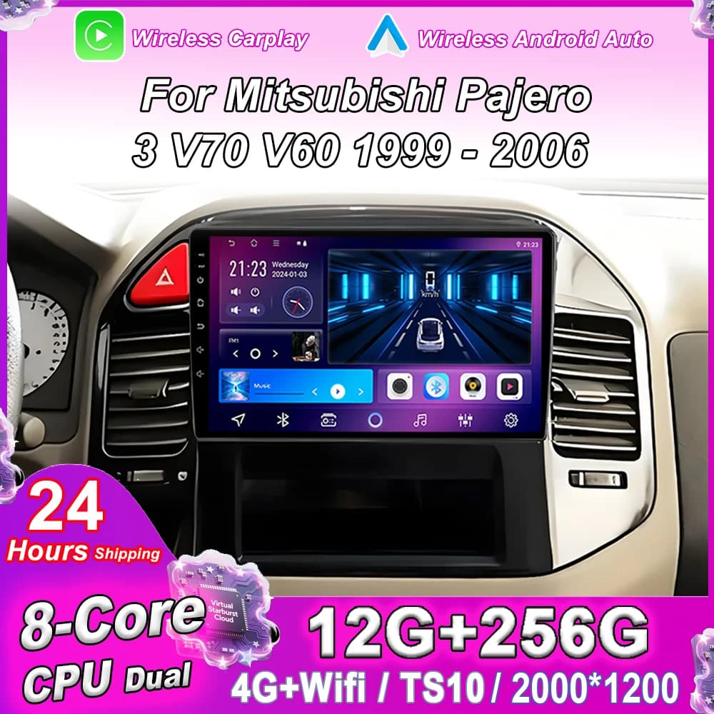 Android 15 For Mitsubishi Pajero 3 V70 V60 1999 -2006 Auto Radio Stereo Multimedia Video Player GPS navigation Carplay NO 2din
