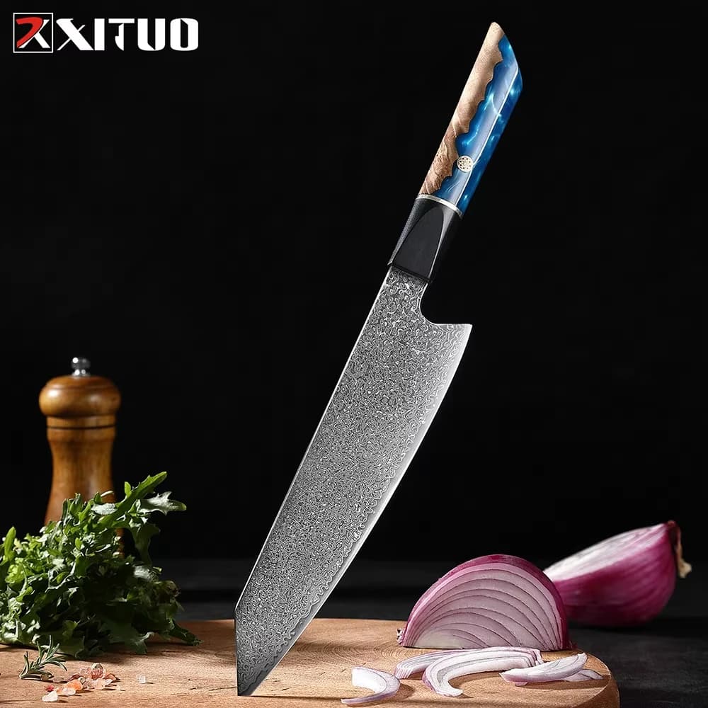 XITUO High Quality Damascus Steel Chef's Knife Japanese VG10 High Carbon Stainless Steel Sharp Kitchen Slicing Vegetable Cleaver