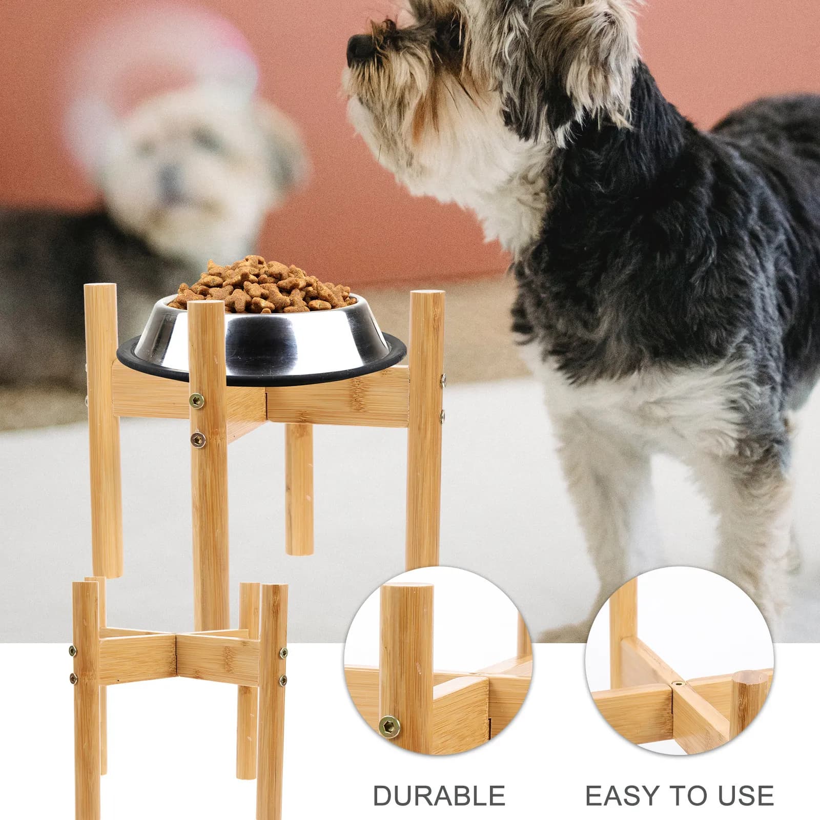 1Set Pet Bowl Support Rack Bamboo Dog Cat Feeder Stand Raised Food Container Holder Dog Food Stand Pet Bowl Support Rack