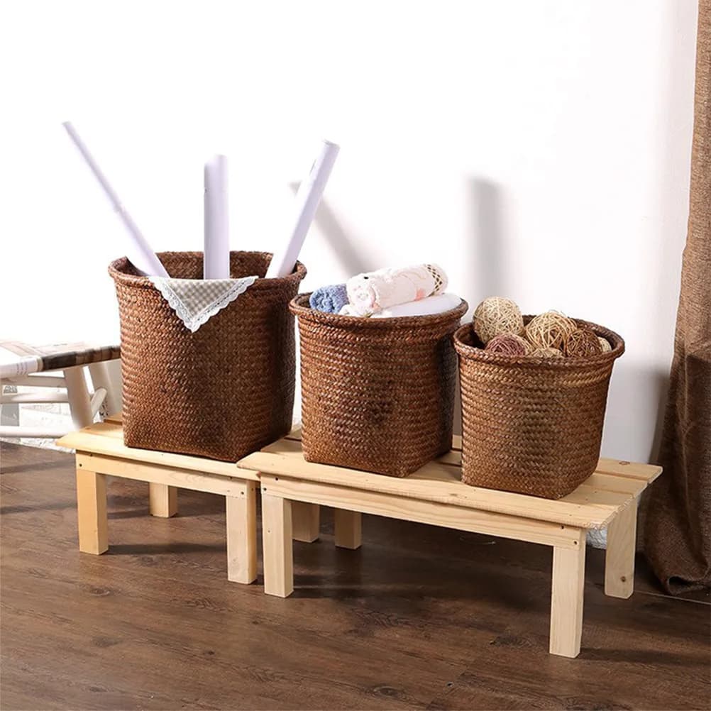 Cestino Intrecciato per Rifiuti, per Casa, Ufficio, Cucina, Bagno, Soggiorno, Contenitore Decorativo Ecologico in Fibra Naturale