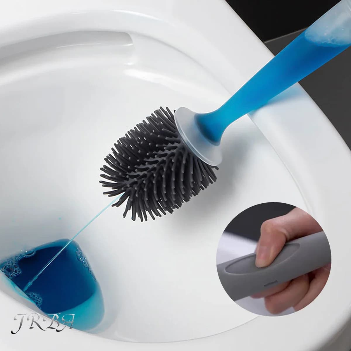 Set scopino ricaricabile con supporto per montaggio a parete: setole in silicone TPR per angoli di pulizia profonda, kit accessori bagno