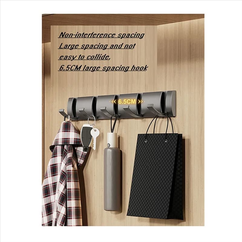 Folding Wall Hanger Hook Installation Coat Clothes Towel Holder Bathroom Kitchen Accessories Restroom Black,48cm