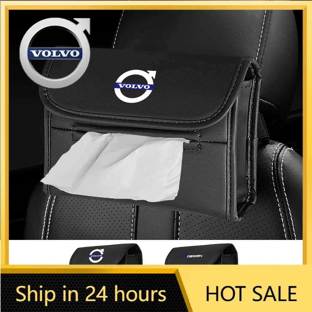 Porta Fazzoletti per Auto in Pelle, Organizzatore per Sedile Posteriore con Cinghia di Fissaggio per Volvo RDESIGN X