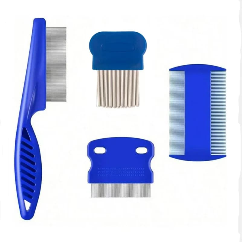Flea Lice Comb, Stainless Steel Dog Cat Grooming Combs with Rounded Teeth, Double Sided Professional Pet Tear Stain Remover