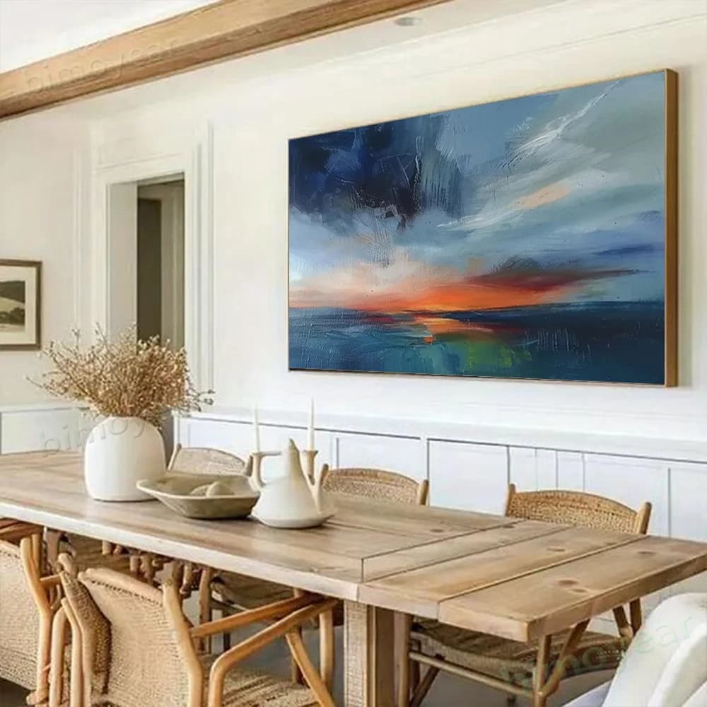 Hand Painted Abstract Oil Painting sunrise sunset seascape Wall Art Picture On Canvas Mural For Living Room Home Decor Paint