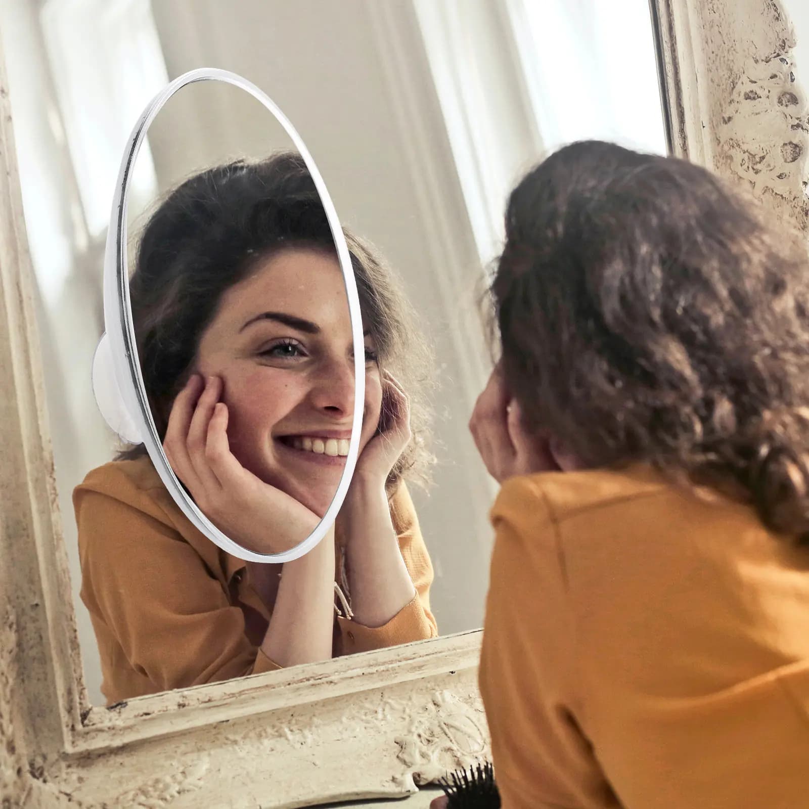 Specchio Ingranditore Compatto 7X con Potente Ventosa per Bagno, Montaggio a Parete, Viaggio, Trucco, Regalo