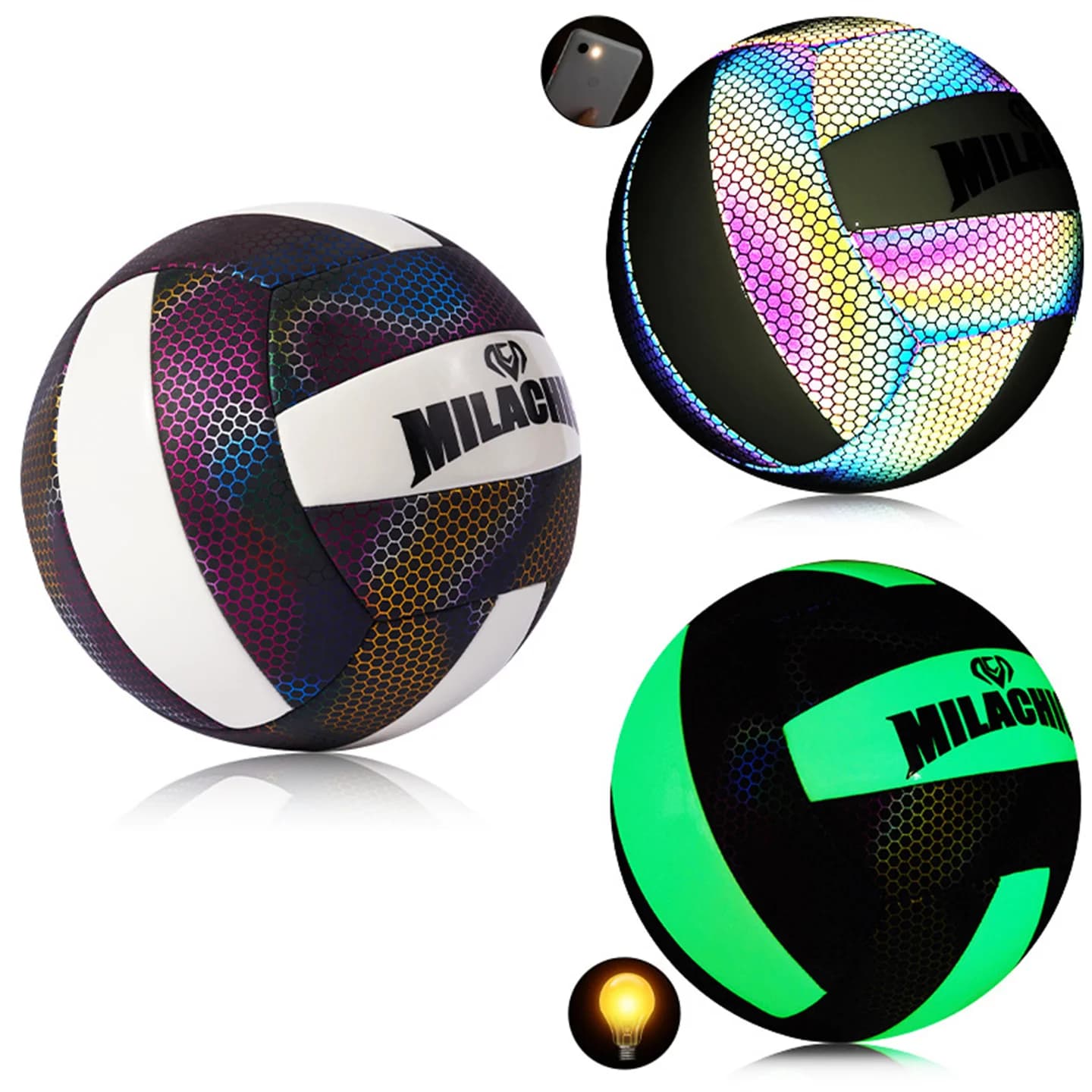 Olografico Riflette la luce Fluorescenza Pallavolo Dimensioni e peso ufficiali No.5 Macchina da cucire Pallavolo da spiaggia Soft Touch