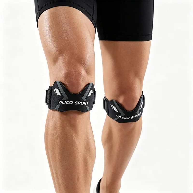2Pcs Patella Knee Straps for Men Women, Adjustable Velcro Knee Support Bands for Running Hiking Basketball Fitness Outdoo