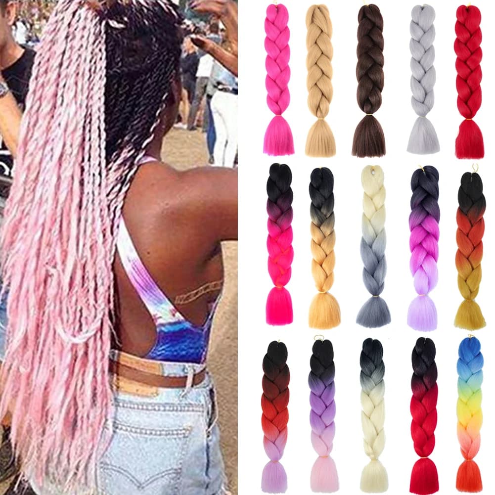 Estensione dei capelli intrecciati jumbo sintetici 24 "Fibra resistente al calore sfusa Ombre Trecce jumbo sintetiche Capelli per donne nere rosse