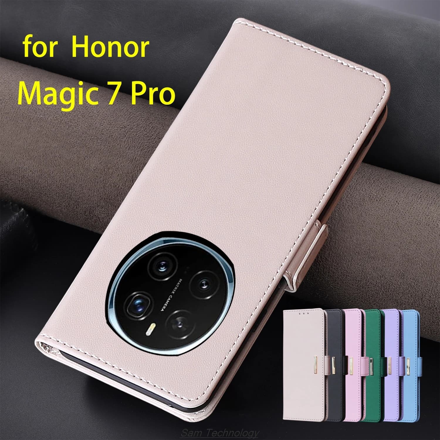 Custodia in pelle con fibbia magnetica per Huawei Honor Magic 7 Pro Portafoglio RFID BLOCCO Flip Cover femminile Semplice Capa Fundas Coque