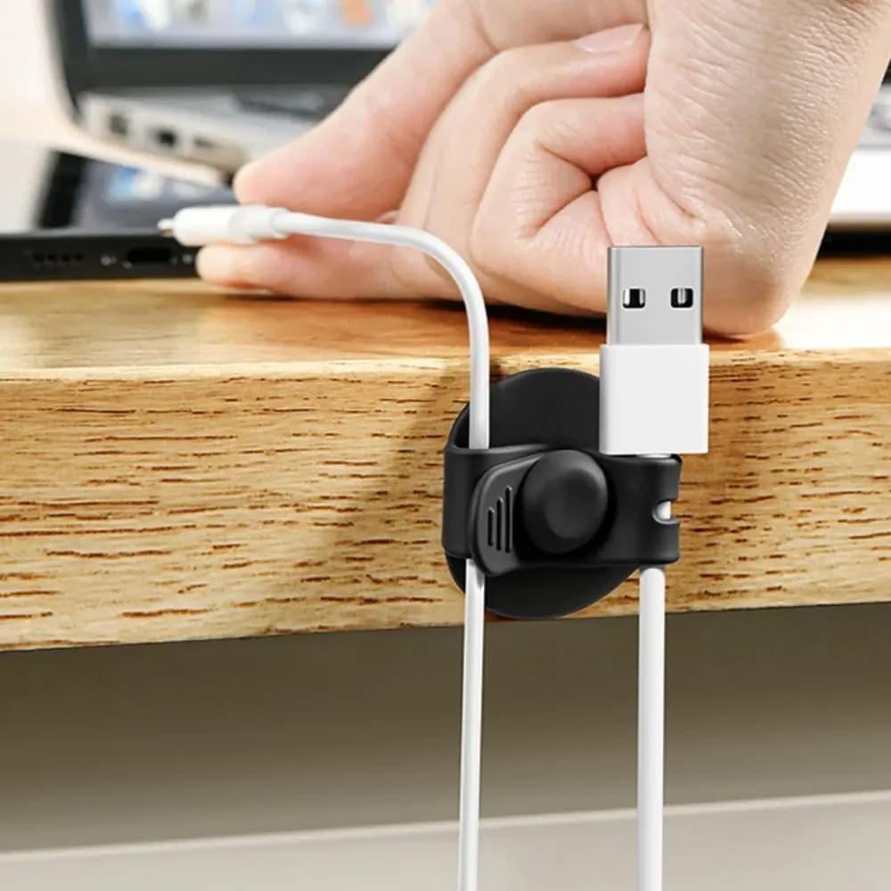 3Pcs New Silicone Cable Ties Adjustable Hook Self Adhesive Cord Organizer Durable Wire Winding Management for Home & Office