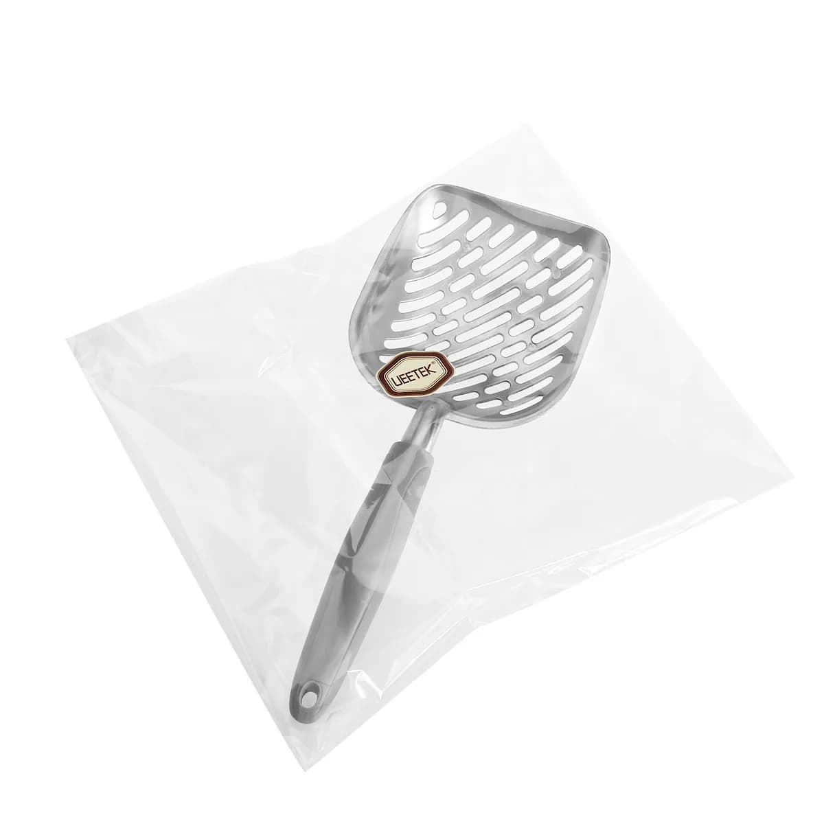 Metal Cat Litter Scoop Long Handle Heavy Duty Pet Shovel for Deep Corner Cleaning Easy Grip Grey Pet Litter Scoop
