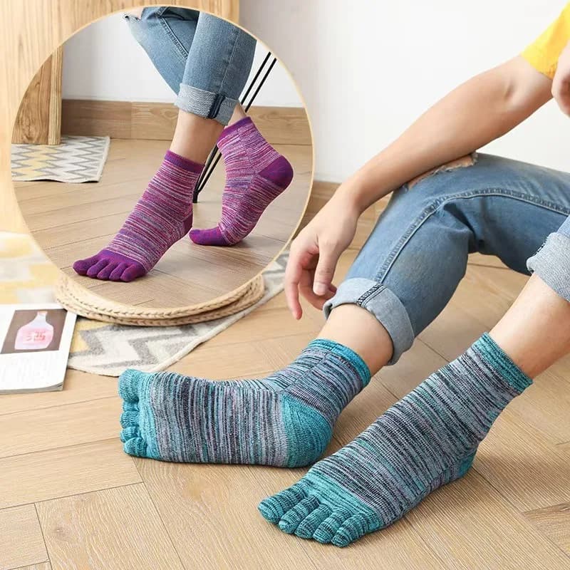 1/6 paia di calzini disossati che assorbono il sudore, traspiranti con punta divisa per la primavera nuovi calzini da uomo casual e confortevoli in puro cotone