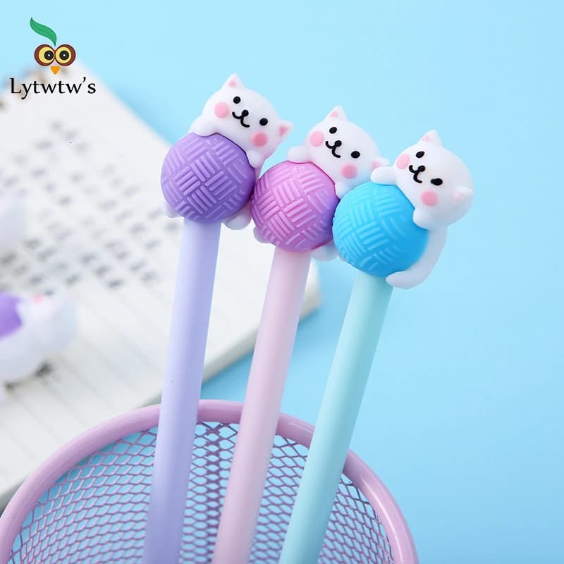 3 pezzi di simpatico gatto creativo penna gel cartone animato kawaii cancelleria dolce piuttosto adorabile manici in cartone animato