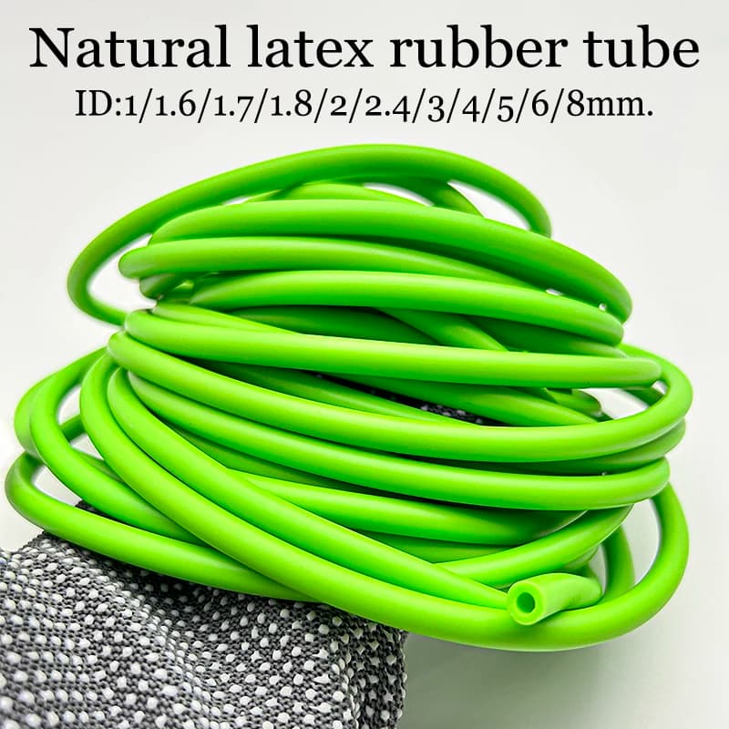 Bright green natural latex tube ID 1mm~8mm high-strength tensile rope suitable for DIY fitness equipment slingshot rubber bands