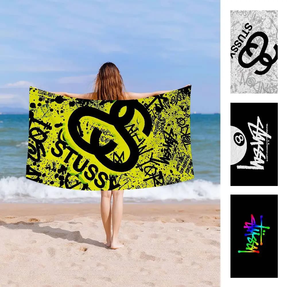 Asciugamano da Spiaggia Anime N-Number 8 del Brand di Moda S-Stussy, Morbido e Assorbente, Regalo per Bambini, per Viaggi, Campeggio, Palestra