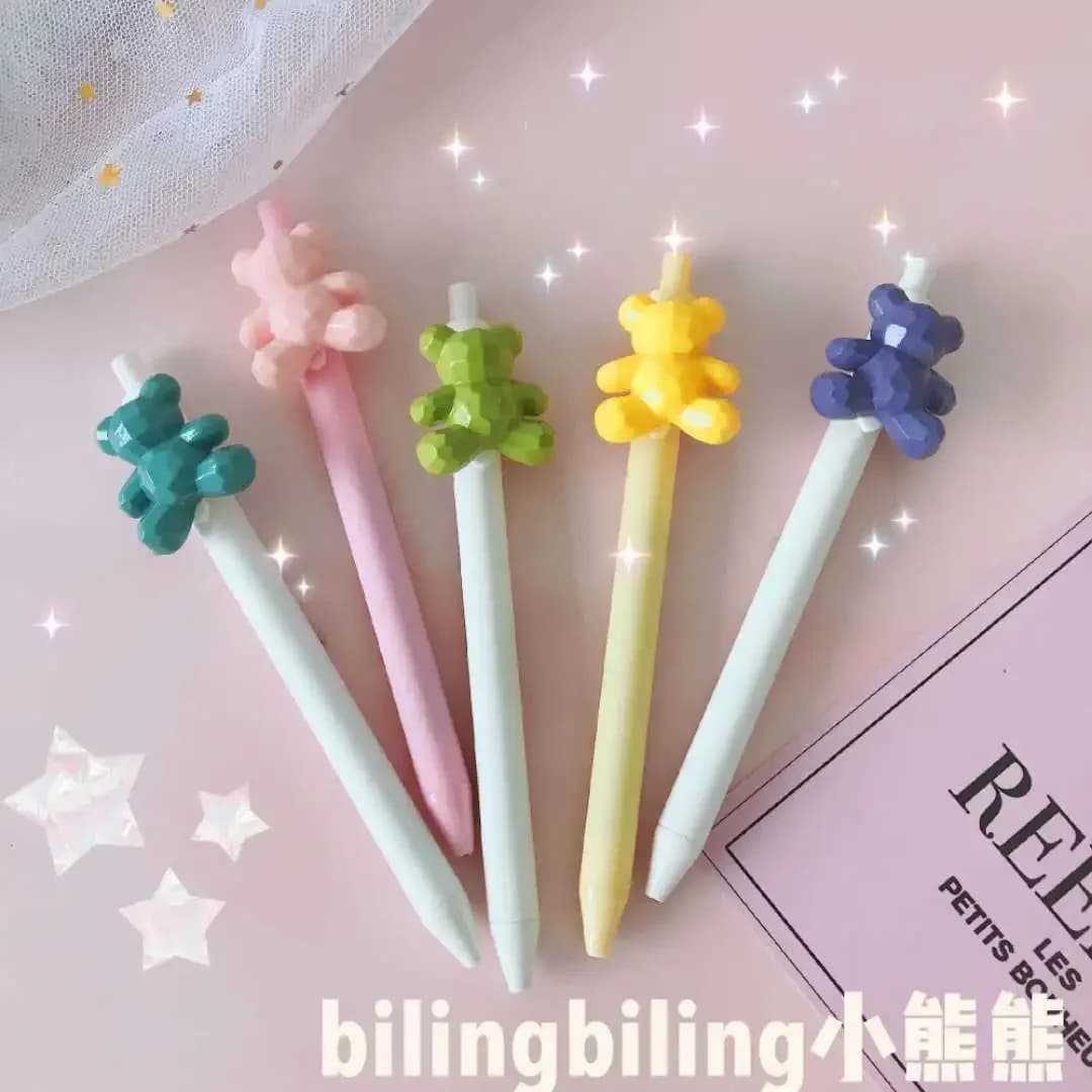 5 pz/lotto orso Cartoon Penna Gel Firma Penna Escolar Papelaria Scuola Forniture Per Ufficio Regalo Promozionale