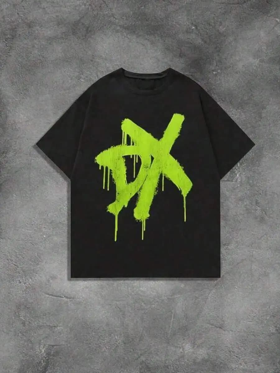T-shirt casual unica con stampa WWE DX in stile graffiti, t-shirt nera, comoda manica corta casual, 220