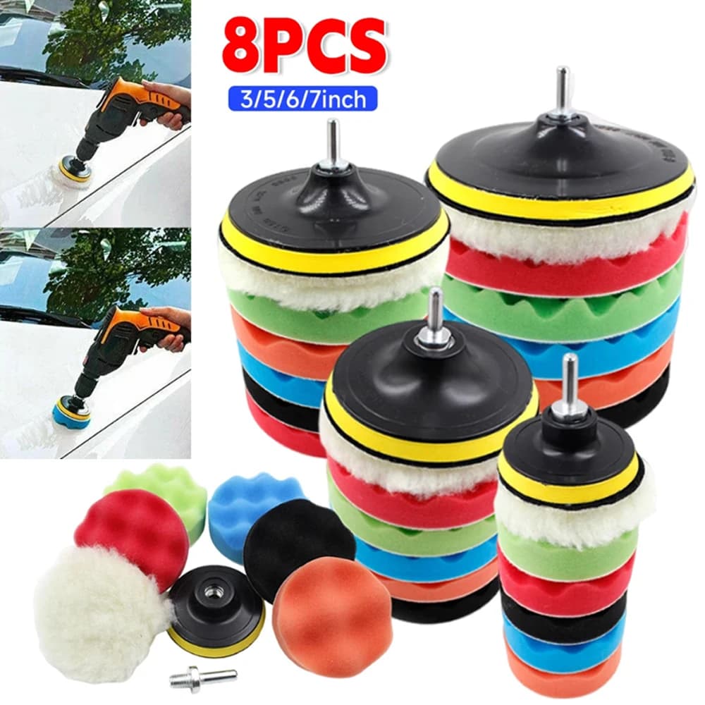 8 pcs 3/5/7 inch self polishing pad for self polishing disc polishing machine sponge polishing machine for car polishing accessories