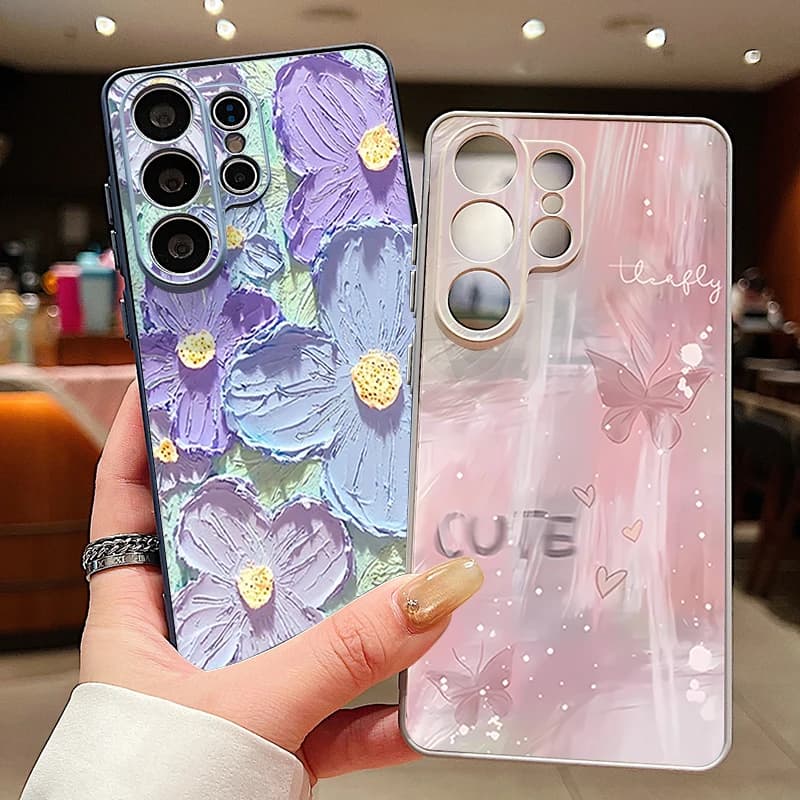 Magnetic Cover for Phone with Oil Paintings Flowers for Samsung Galaxy S26 S25 Ultra Edge S24 S23 FE A17 A56 A37 A16 A55 A36 A55