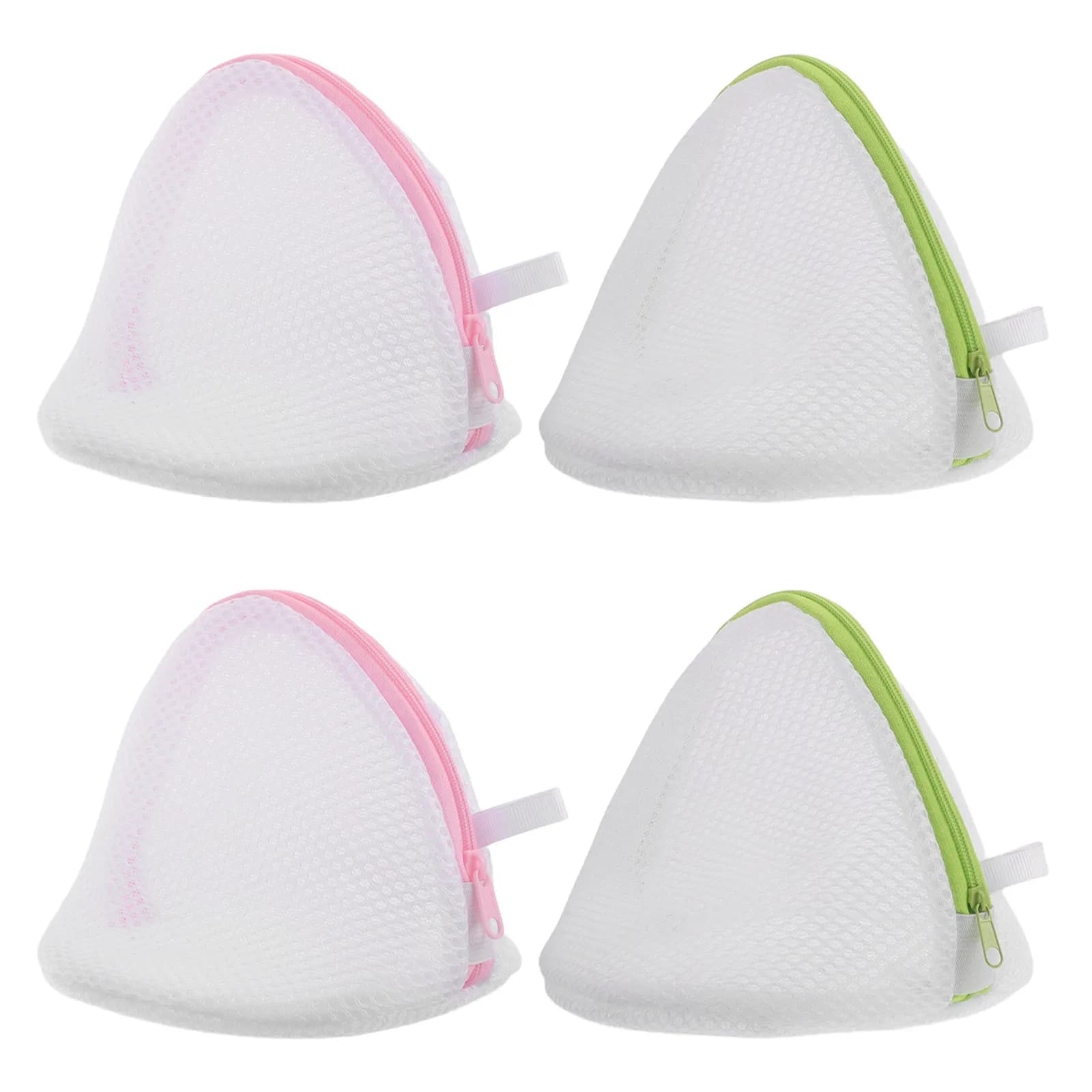 4Pcs Bra Wash Bag Fine Mesh Lingerie Laundry Zippered Underwire Protector Semi Circle Triangle Delicates Protector