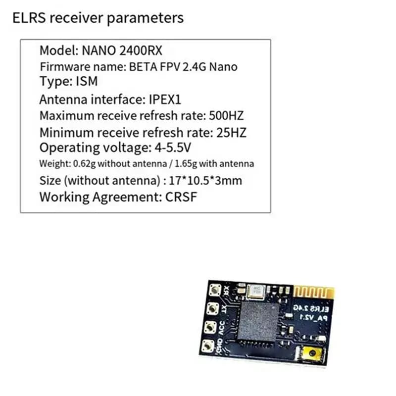 CYGJ-10PCS ELRS 2.4Ghz Receiver NANO Expresslrs Receiver With T-Type Antenna Support Wifi Upgrade For FPV RC Long Range Drone