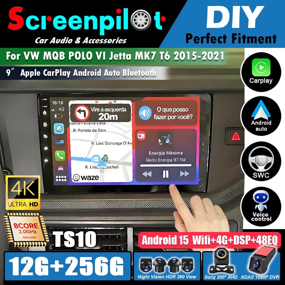 Android 16Car Radio For VW Volkswagen MQB POLO VI Jetta MK7 T6 2015 - 2021 GPS Player Stereo DSP Navi Multimedia Head Unit WIFI