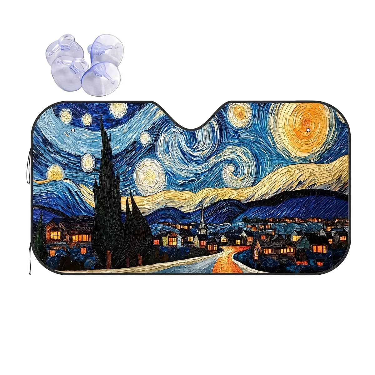 1 pezzo di parasole per parabrezza per auto Van Gogh Starry Night - copertura per visiera parasole adatta, protezione interna per auto resistente al calore con design artistico
