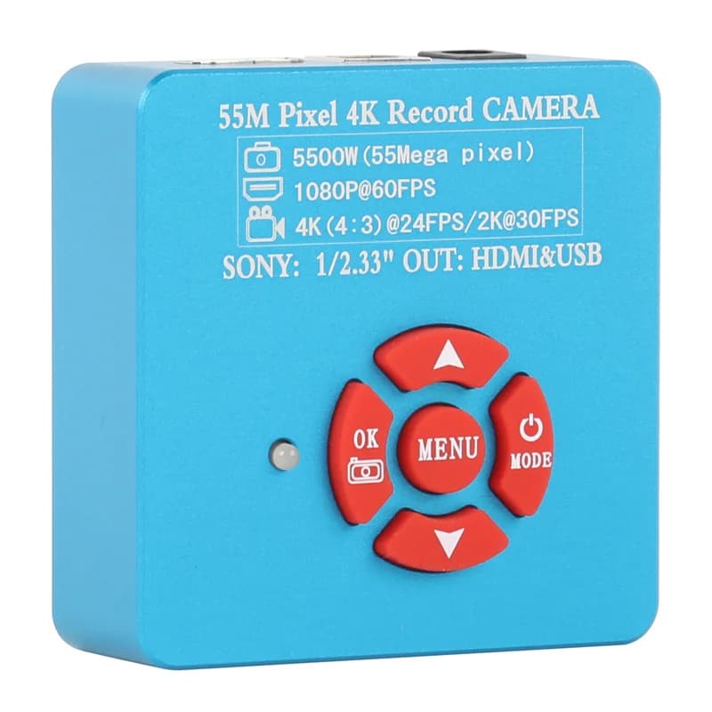 Telecamera per microscopio da laboratorio 4K 1080P 60FPS 55MP HDMI USB con obiettivo C-Mount e luce ad anello LED per riparazione PCB e saldatura di dispositivi mobili