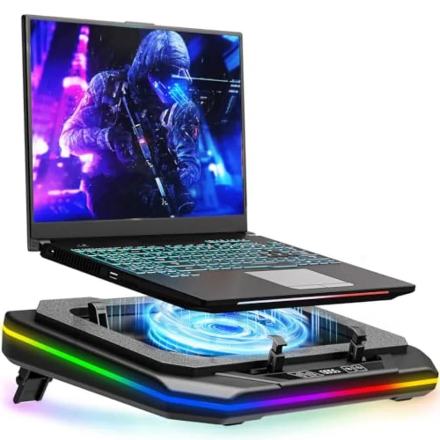 Base di Raffreddamento per Laptop da Gaming RGB con Potente Turbofan 3500 RPM, Supporto Regolabile in Altezza per Laptop