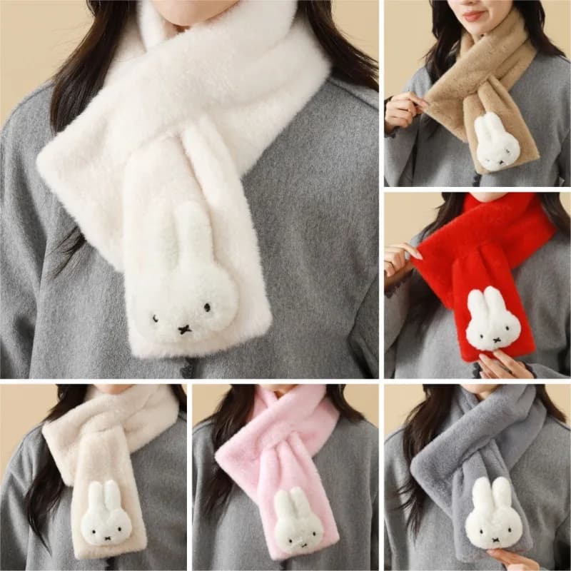 Miffy series plush scarf of hot cartoon Creativity Cute autumn and winter Short hot cross scarf Gifts